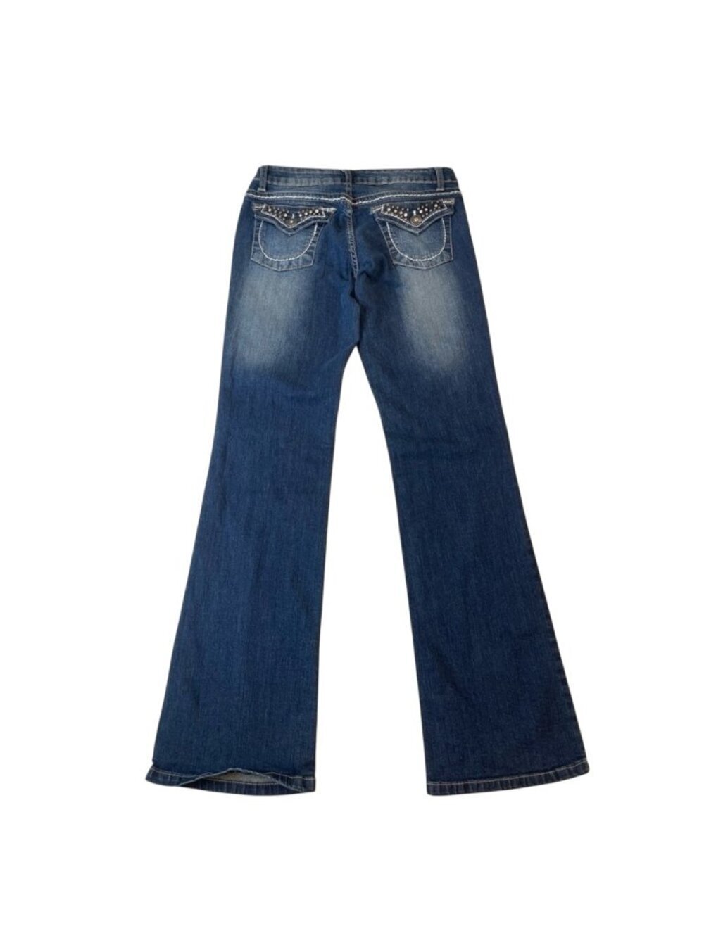 SouthPole Bootcut Low Rise Pocket Embellished Dark Wash Blue Jeans Size 9 Y2K